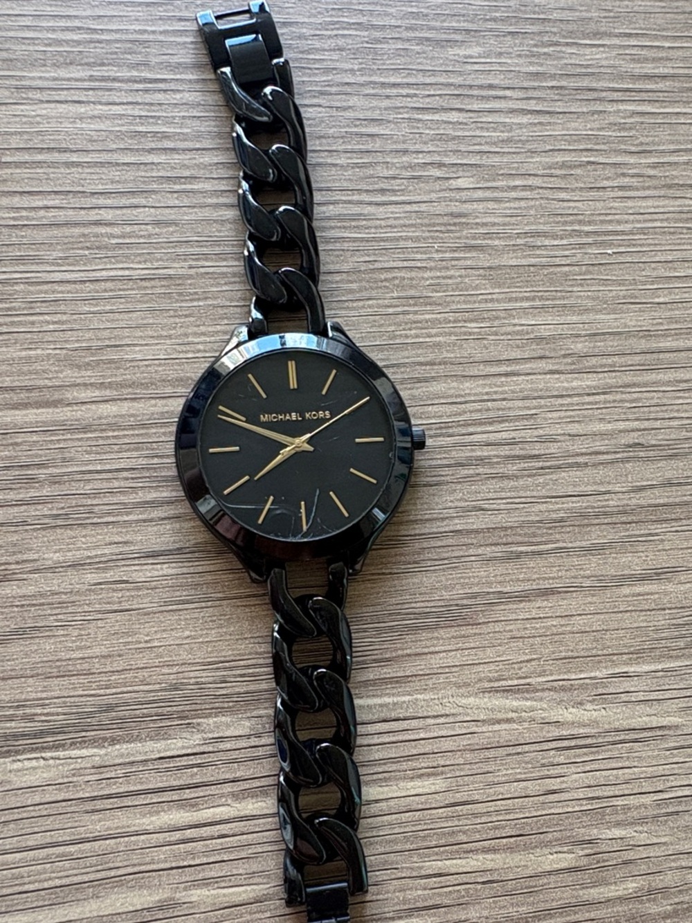 Michael Kors Black and Gold Link Bracelet Watch